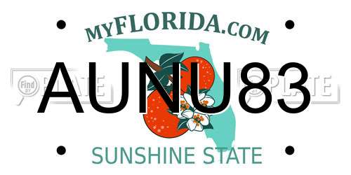 AUNU83 Florida License Plate