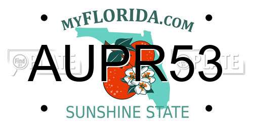 AUPR53 Florida License Plate