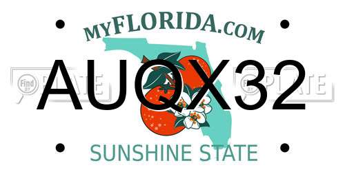 AUQX32 Florida License Plate
