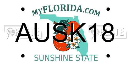 AUSK18 Florida License Plate