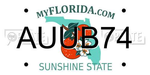 AUUB74 Florida License Plate