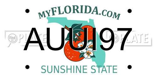AUUI97 Florida License Plate