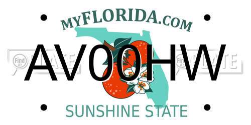 AV00HW Florida License Plate