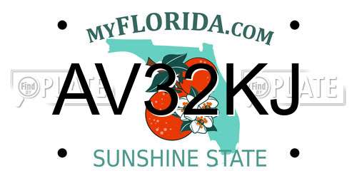 AV32KJ Florida License Plate