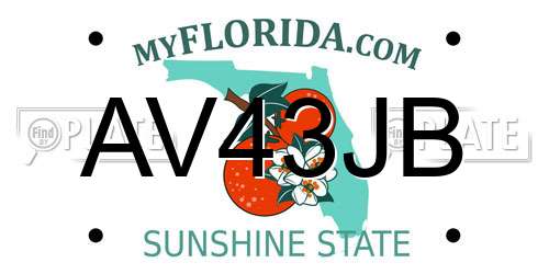 AV43JB Florida License Plate