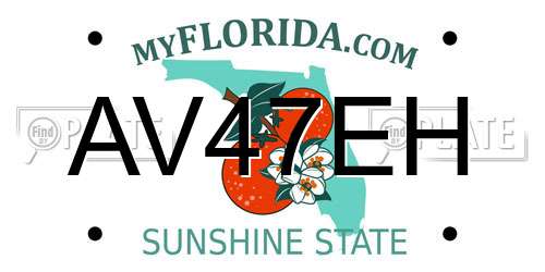 AV47EH Florida License Plate