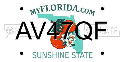 AV47QF Florida License Plate