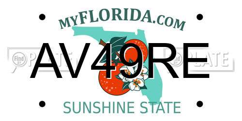 AV49RE Florida License Plate