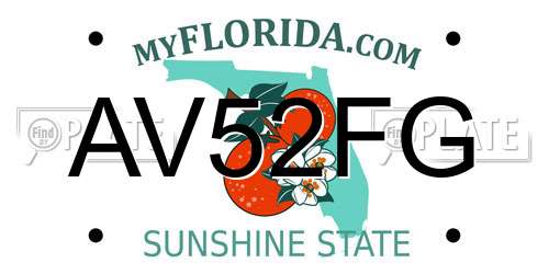 AV52FG Florida License Plate