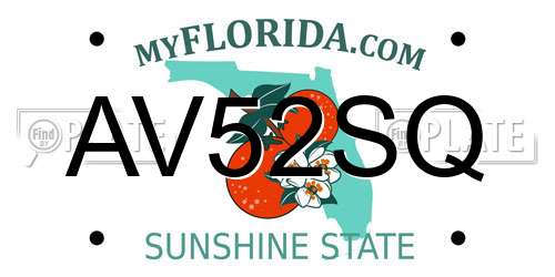 AV52SQ Florida License Plate