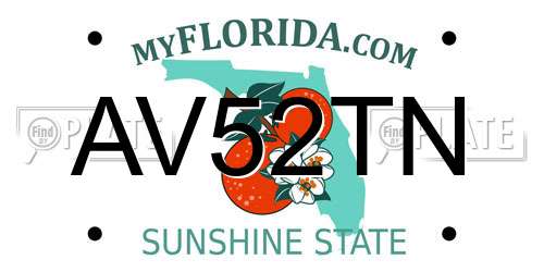 AV52TN Florida License Plate