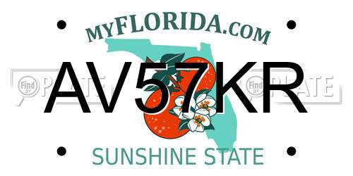 AV57KR Florida License Plate