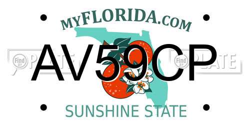 AV59CP Florida License Plate
