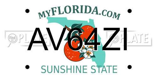 AV64ZI Florida License Plate