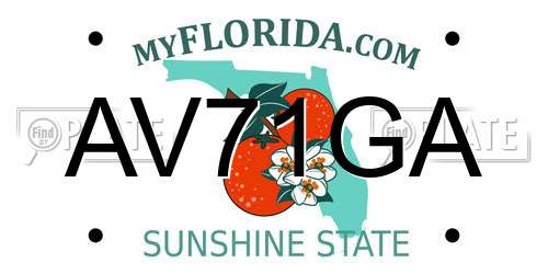 AV71GA Florida License Plate