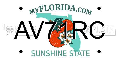 AV71RC Florida License Plate