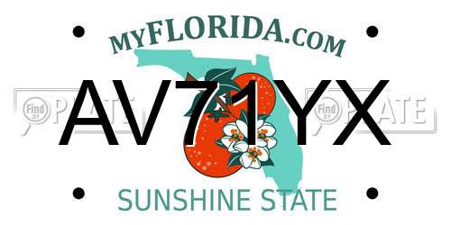AV71YX Florida License Plate