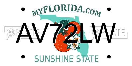 AV72LW Florida License Plate