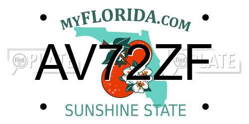 AV72ZF Florida License Plate