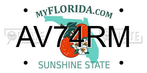 AV74RM Florida License Plate