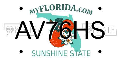 AV76HS Florida License Plate