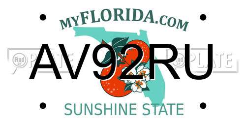 AV92RU Florida License Plate