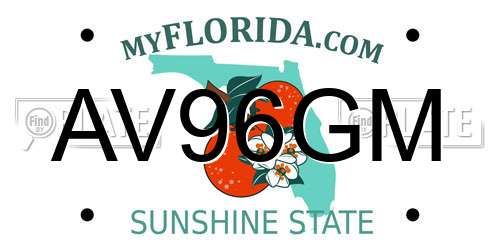 AV96GM Florida License Plate