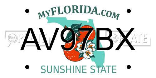 AV97BX Florida License Plate