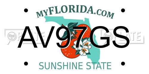 AV97GS Florida License Plate