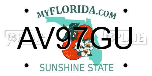 AV97GU Florida License Plate