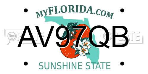 AV97QB Florida License Plate