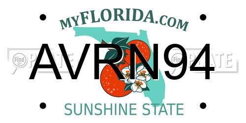 AVRN94 Florida License Plate