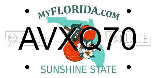 AVXQ70 Florida License Plate