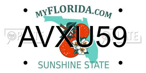 AVXU59 Florida License Plate