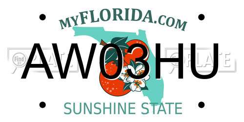 AW03HU Florida License Plate