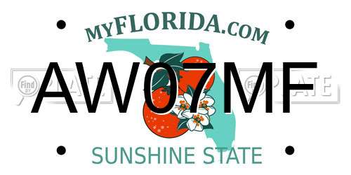 AW07MF Florida License Plate
