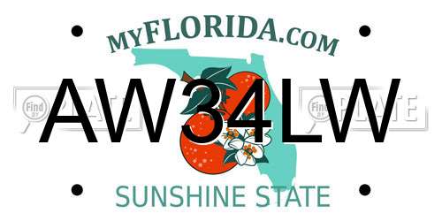 AW34LW Florida License Plate