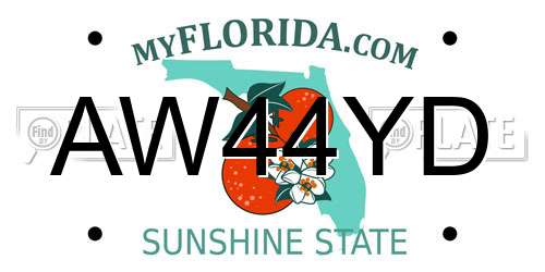 AW44YD Florida License Plate