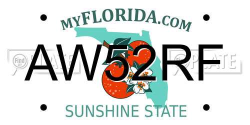 AW52RF Florida License Plate