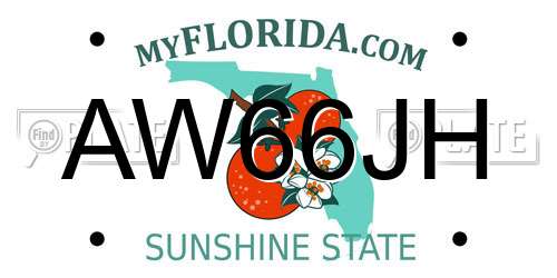 AW66JH Florida License Plate