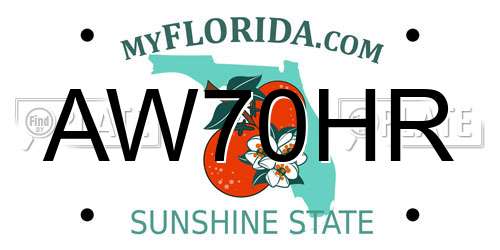 AW70HR Florida License Plate