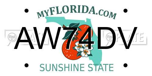 AW74DV Florida License Plate