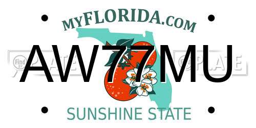 AW77MU Florida License Plate