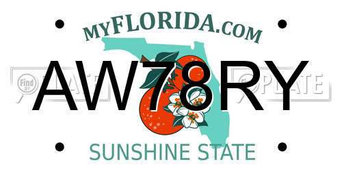 AW78RY Florida License Plate