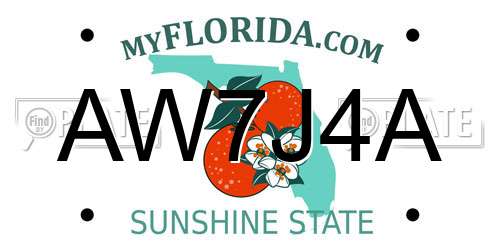 AW7J4A Florida License Plate