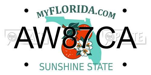 AW87CA Florida License Plate