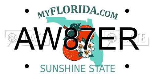 AW87ER Florida License Plate
