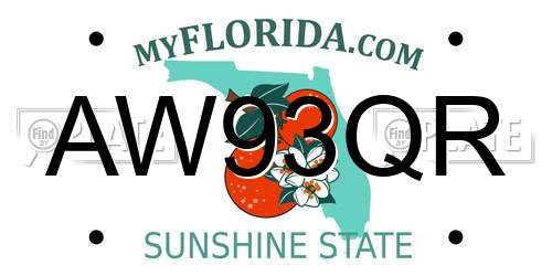 AW93QR Florida License Plate