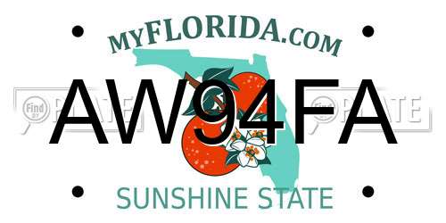 AW94FA Florida License Plate