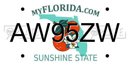 AW95ZW Florida License Plate